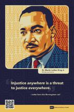 A stylized illustration of Dr. Martin Luther King Jr.